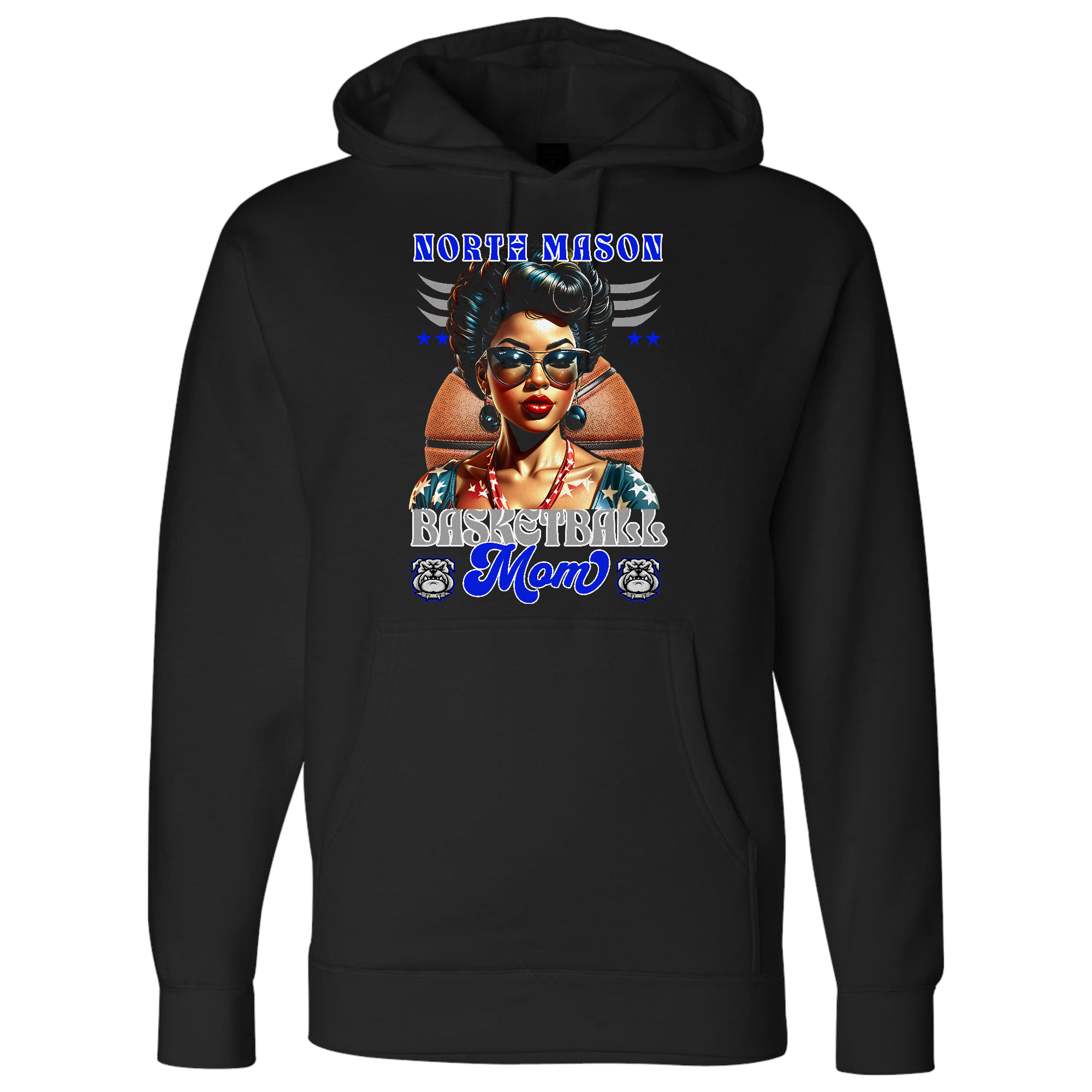North Mason Patriotic Basketball Mom Hoodie